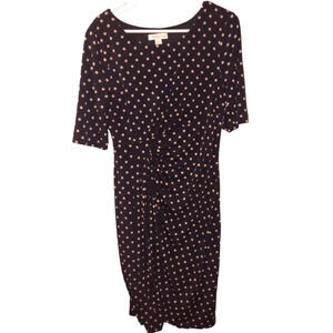 Coldwater Creek Black Polka Dot Faux Wrap Dress